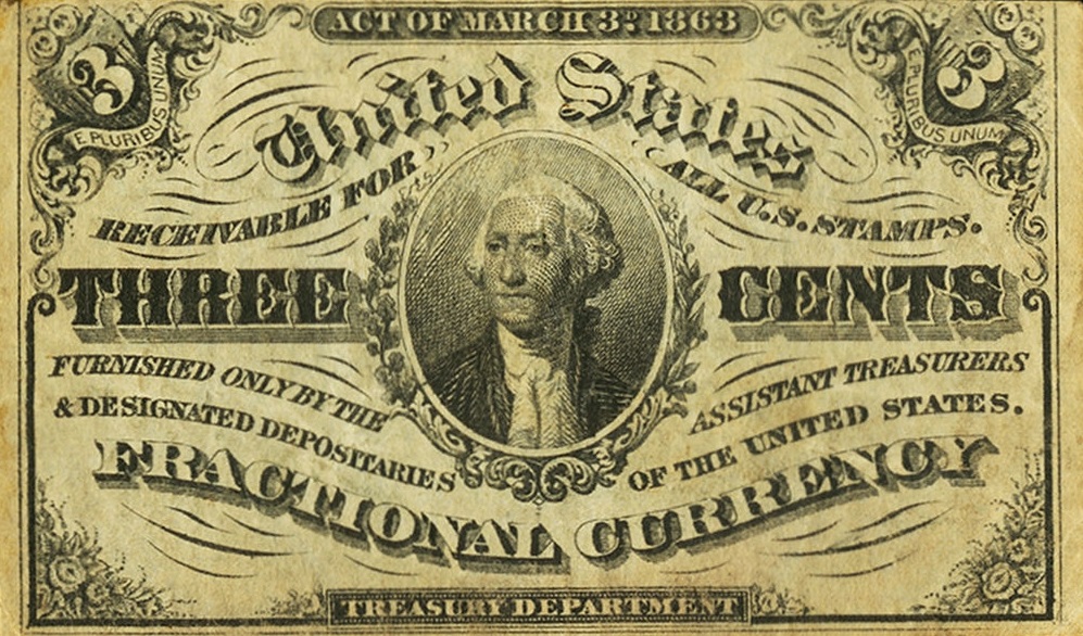 Front of United States p105a: 3 Cents from 1863