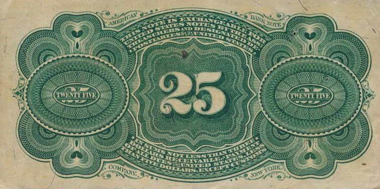 Back of United States p118a: 25 Cents from 1863