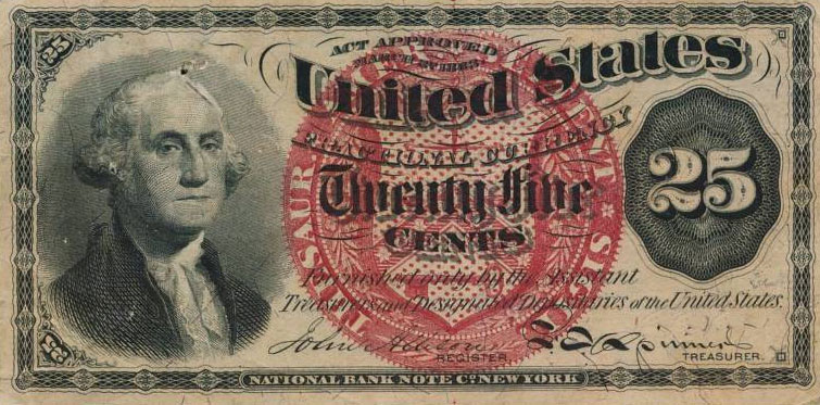 Front of United States p118a: 25 Cents from 1863
