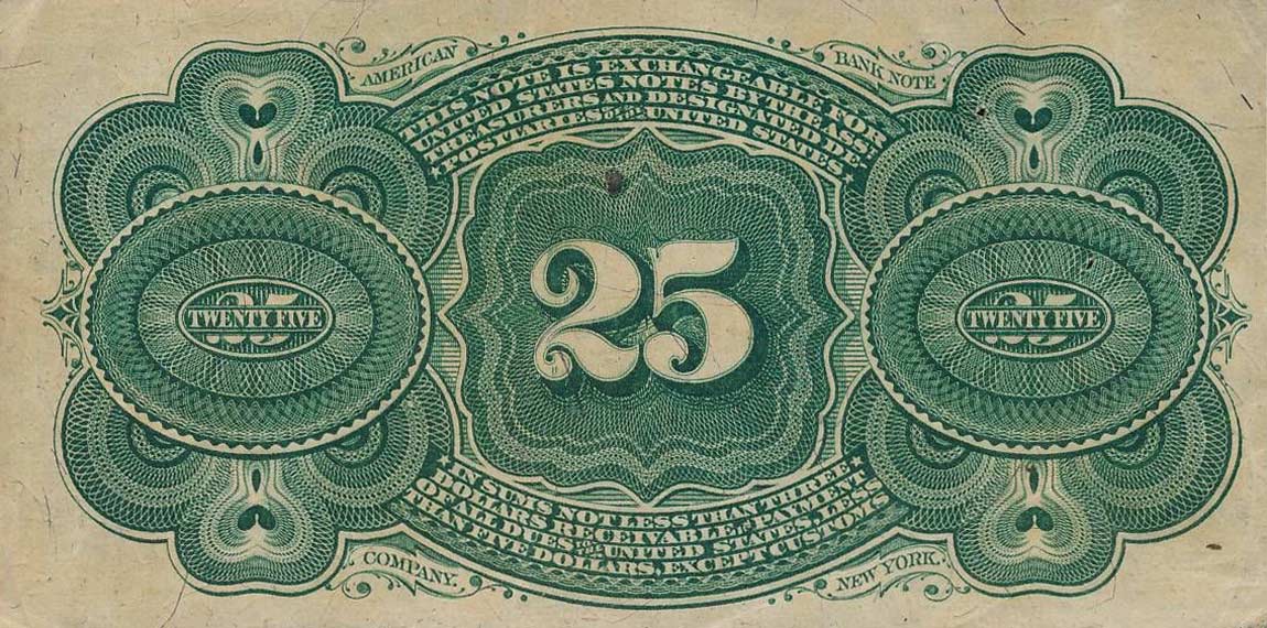 Back of United States p118b: 25 Cents from 1863