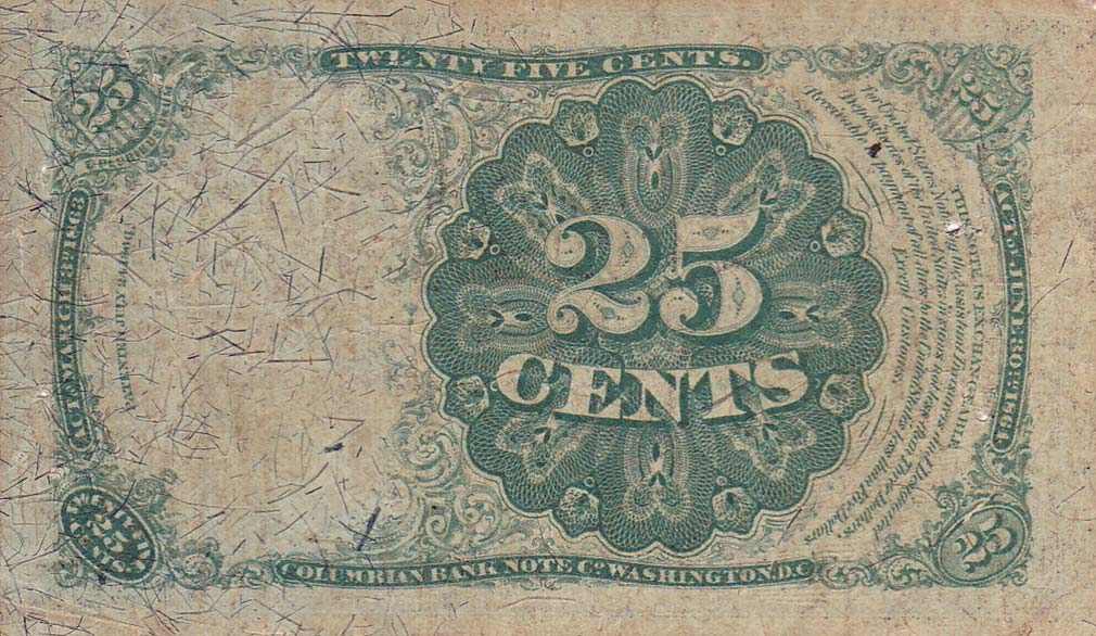 Back of United States p123a: 25 Cents from 1863