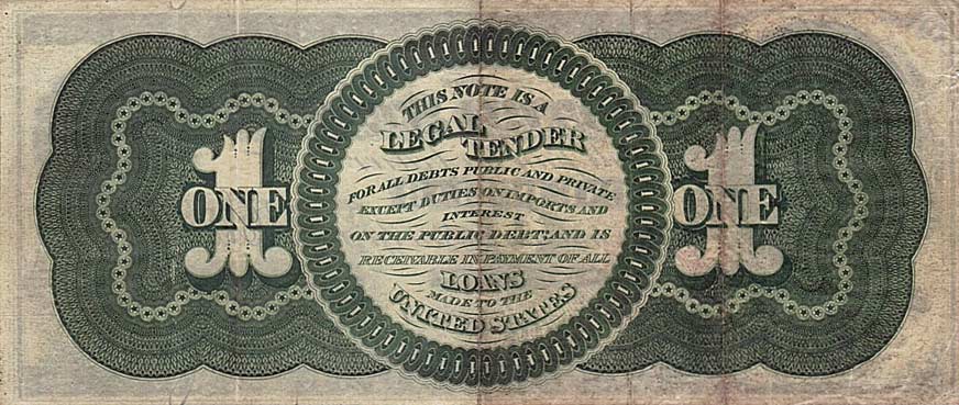 Back of United States p128: 1 Dollar from 1862
