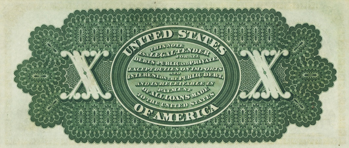 Back of United States p138: 10 Dollars from 1863