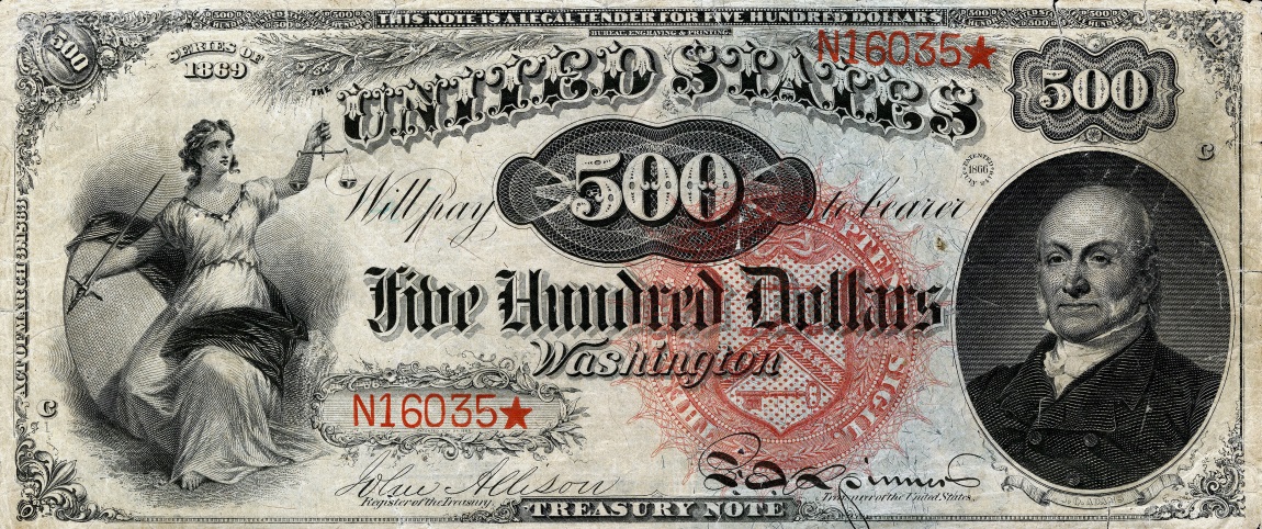 Front of United States p151: 500 Dollars from 1869