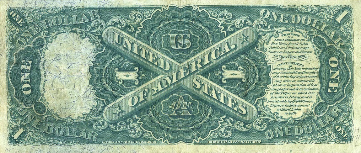 Back of United States p157b: 1 Dollar from 1875