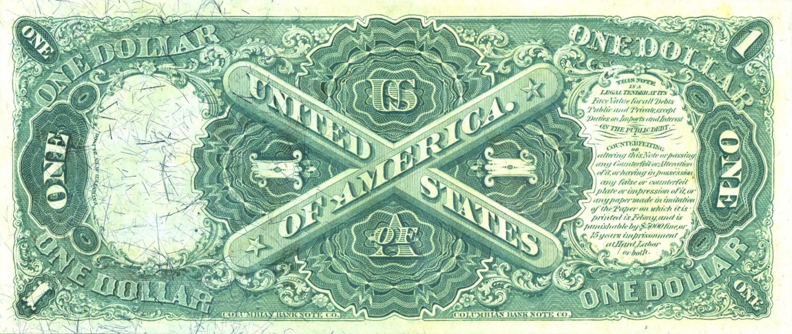 Back of United States p157c: 1 Dollar from 1875