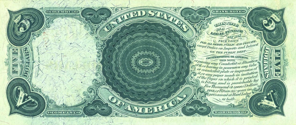 Back of United States p159a: 5 Dollars from 1875