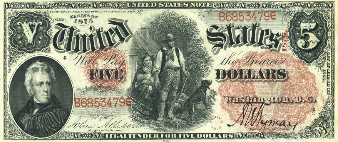Front of United States p159a: 5 Dollars from 1875