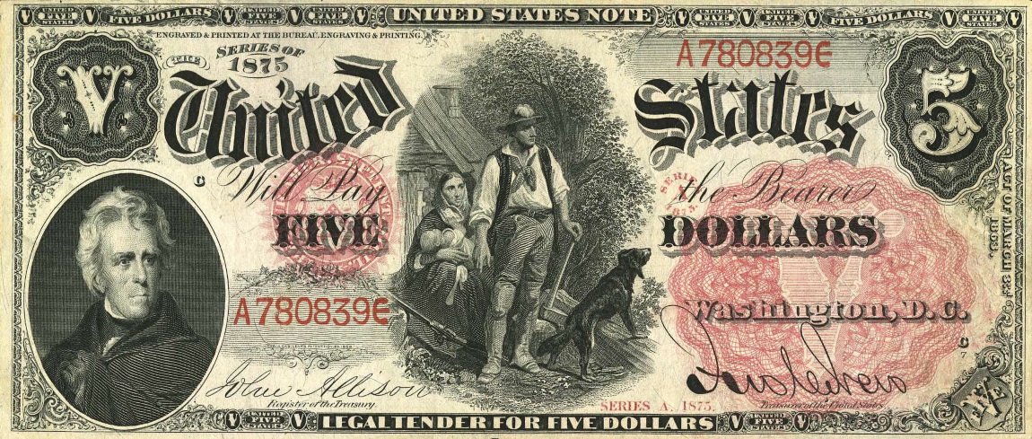 Front of United States p159b: 5 Dollars from 1875