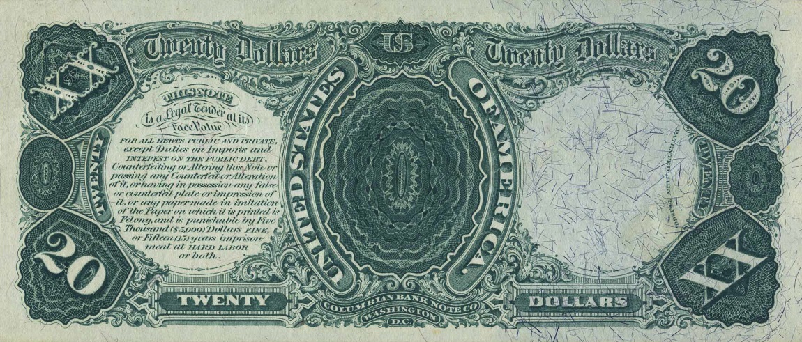 Back of United States p161: 20 Dollars from 1875