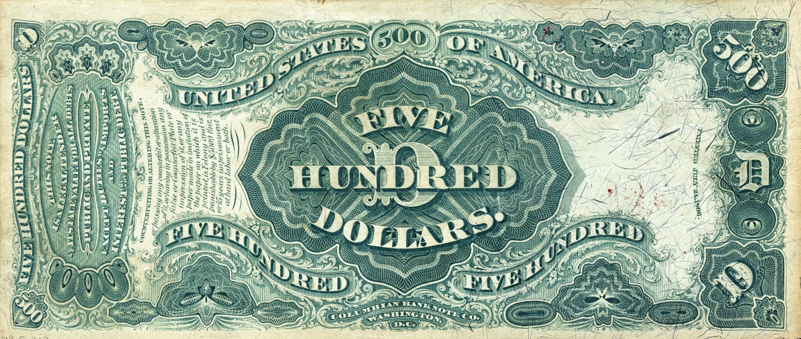 Back of United States p164: 500 Dollars from 1875