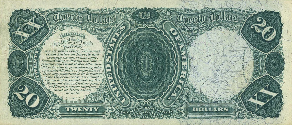 Back of United States p169: 20 Dollars from 1878