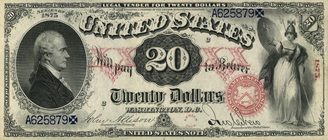 Front of United States p169: 20 Dollars from 1878