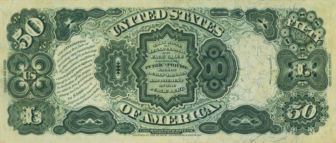 Back of United States p170: 50 Dollars from 1878