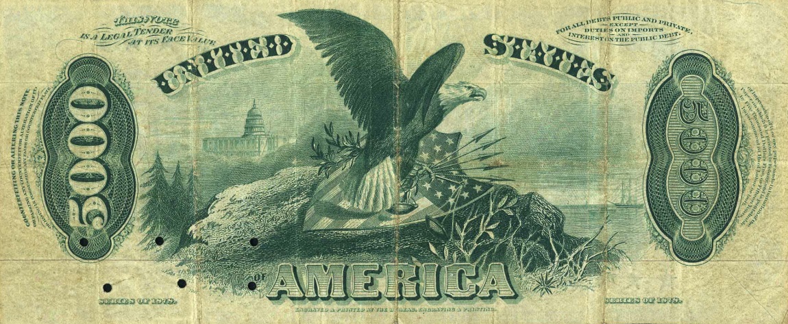 Back of United States p174: 5000 Dollars from 1878