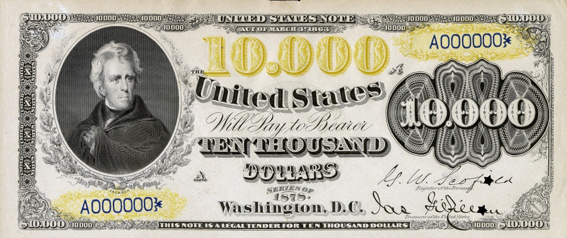 Front of United States p175: 10000 Dollars from 1878