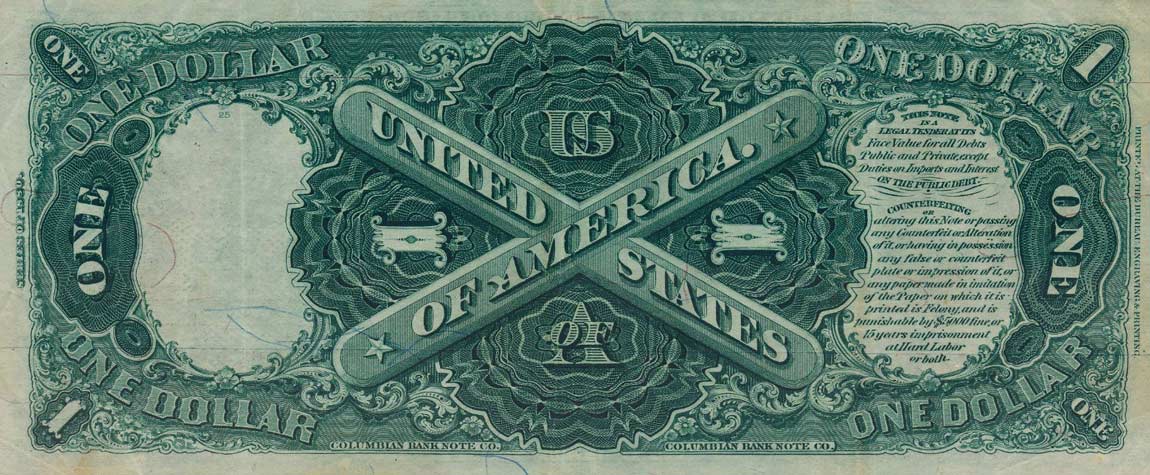 Back of United States p176a: 1 Dollar from 1880