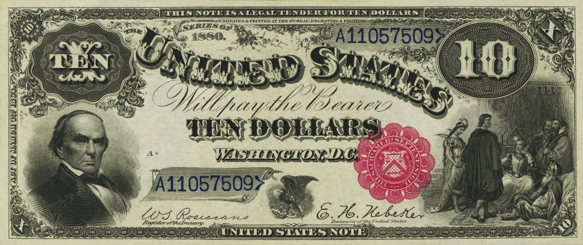 Front of United States p179b: 10 Dollars from 1880
