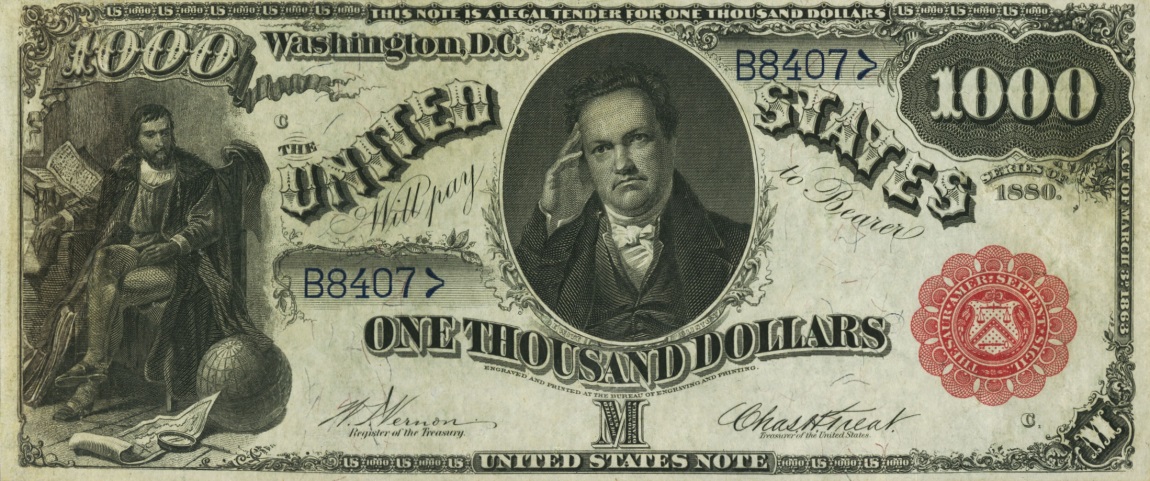Front of United States p184: 1000 Dollars from 1880