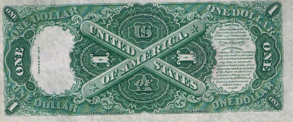 Back of United States p187: 1 Dollar from 1917