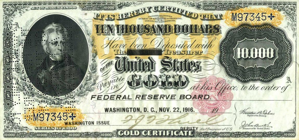 Front of United States p268b: 10000 Dollars from 1916