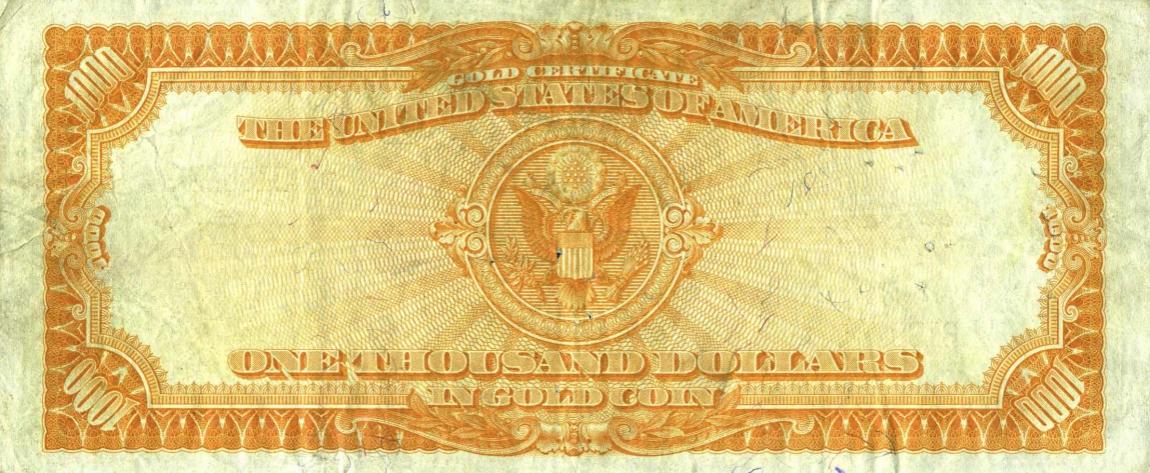 Back of United States p272: 1000 Dollars from 1907