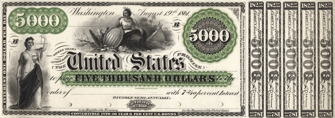 Front of United States p284: 5000 Dollars from 1861