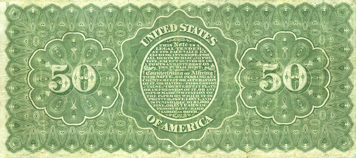 Back of United States p288: 50 Dollars from 1863