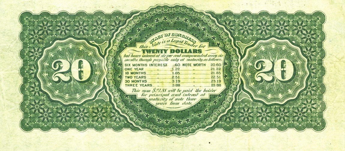 Back of United States p302: 20 Dollars from 1864