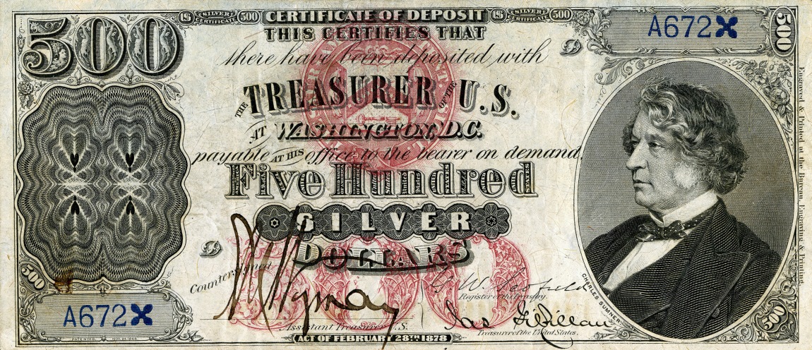 Front of United States p313: 500 Dollars from 1878