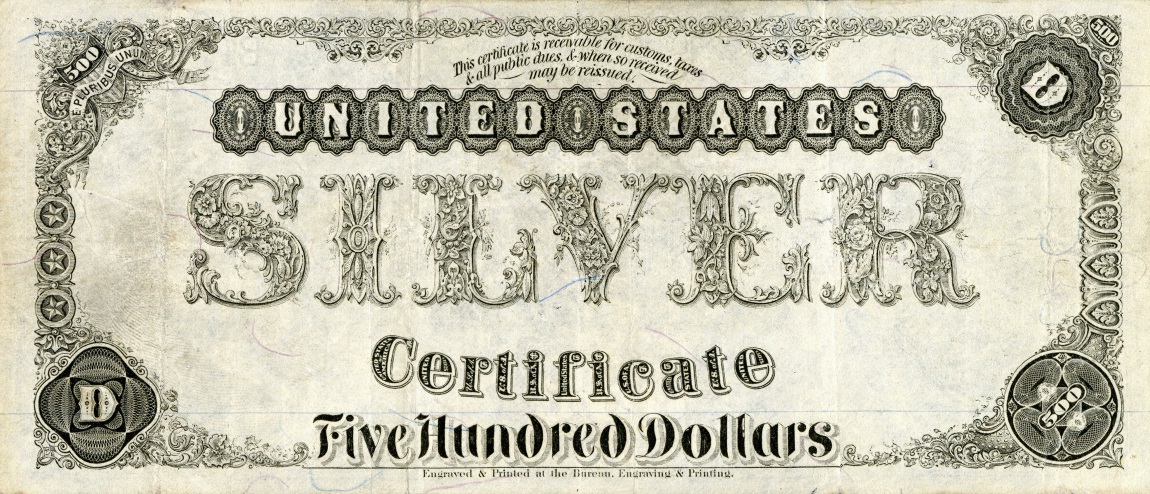 Back of United States p319: 500 Dollars from 1880