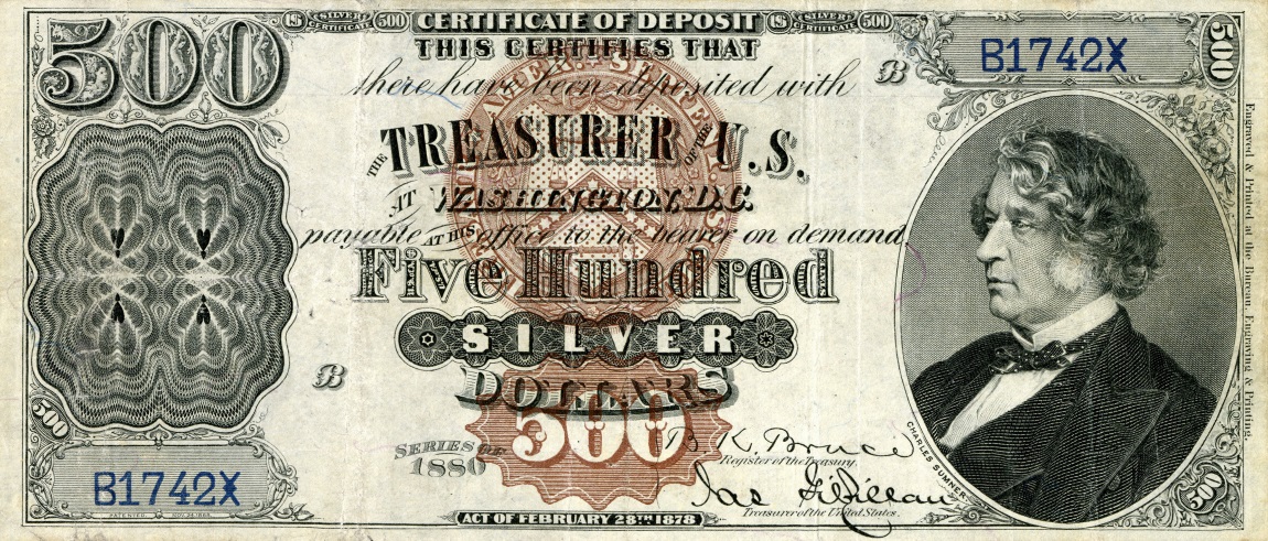 Front of United States p319: 500 Dollars from 1880
