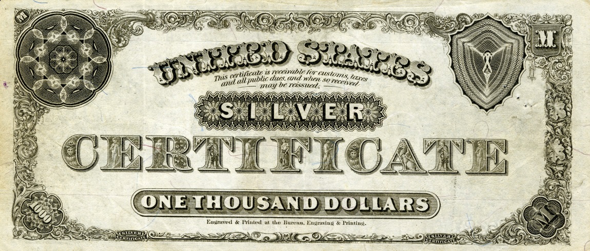 Back of United States p320: 1000 Dollars from 1880
