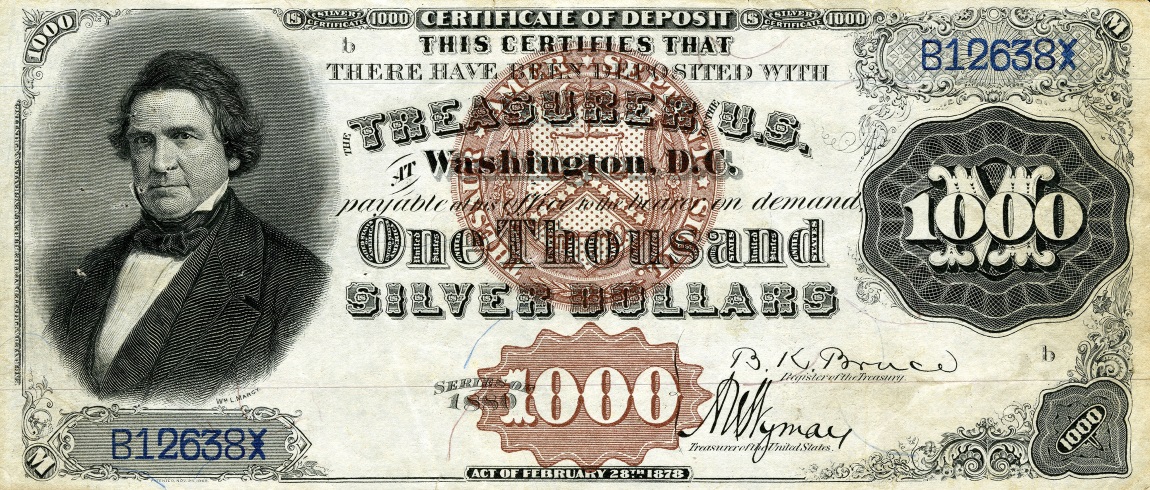 Front of United States p320: 1000 Dollars from 1880