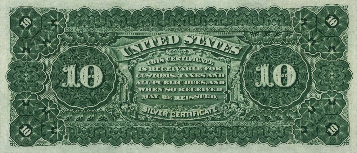 Back of United States p324: 10 Dollars from 1886