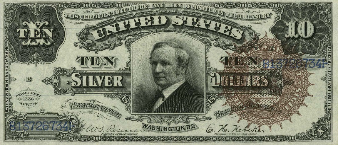 Front of United States p324: 10 Dollars from 1886