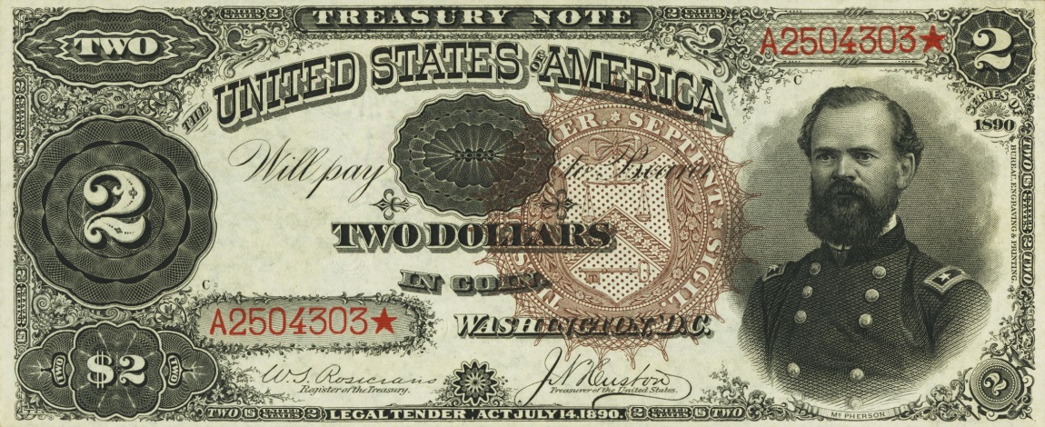Front of United States p345: 2 Dollars from 1890