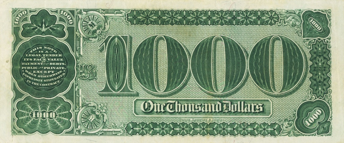 Back of United States p350: 1000 Dollars from 1890