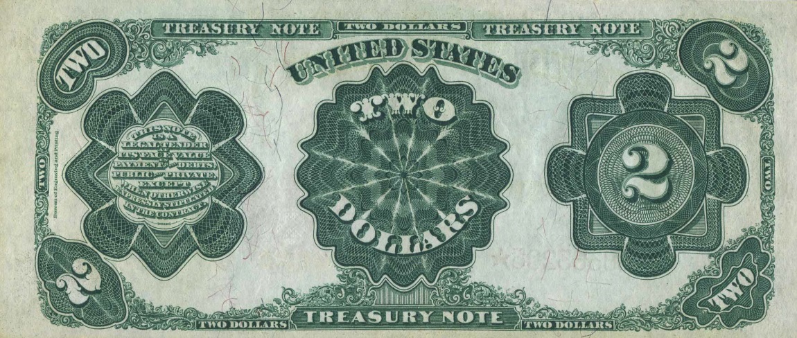 Back of United States p352: 2 Dollars from 1891