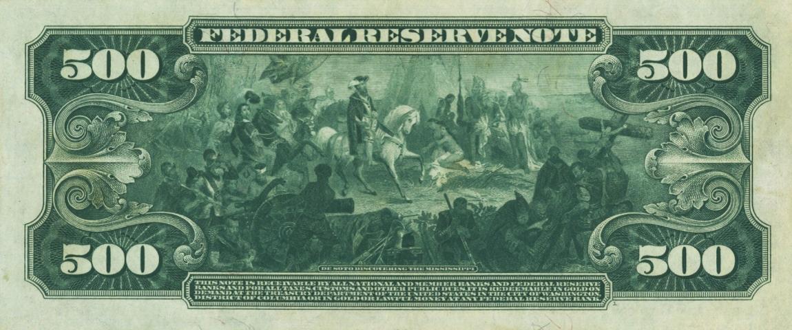 Back of United States p364: 500 Dollars from 1918