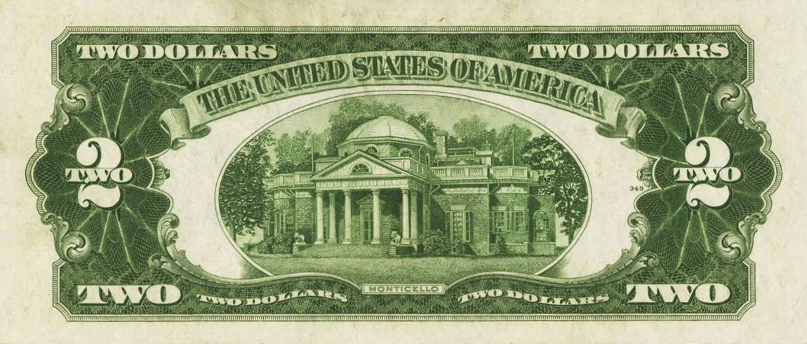 Back of United States p378f: 2 Dollars from 1928