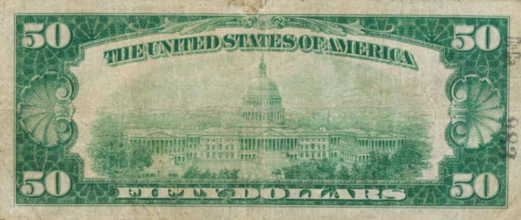 Back of United States p402: 50 Dollars from 1928