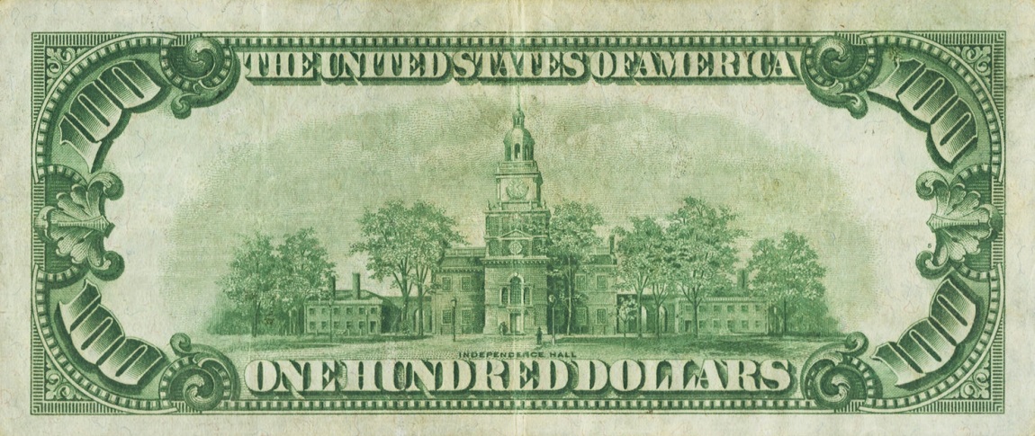 Back of United States p403: 100 Dollars from 1928