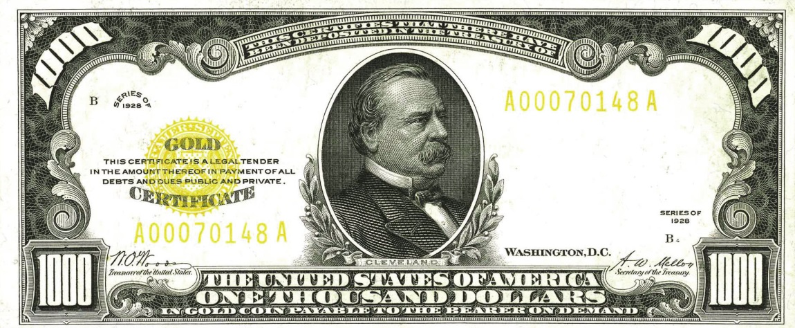 Front of United States p405: 1000 Dollars from 1928