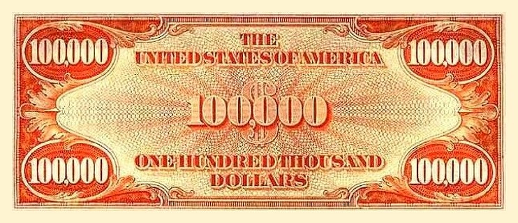 Back of United States p411: 100000 Dollars from 1934