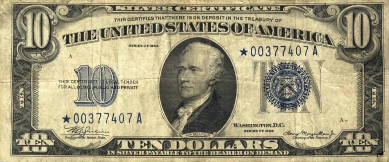 Front of United States p415a: 10 Dollars from 1934