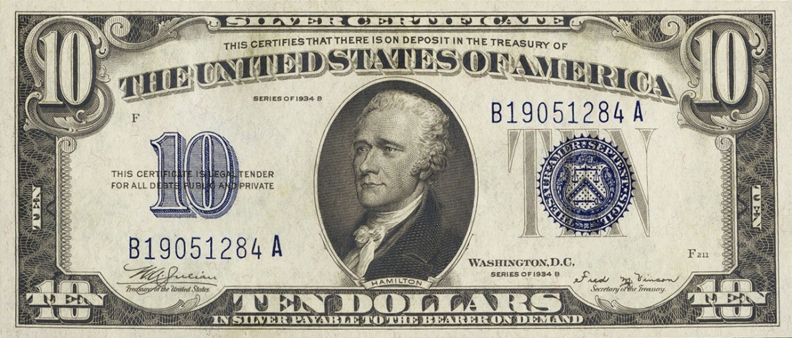 Front of United States p415b: 10 Dollars from 1934