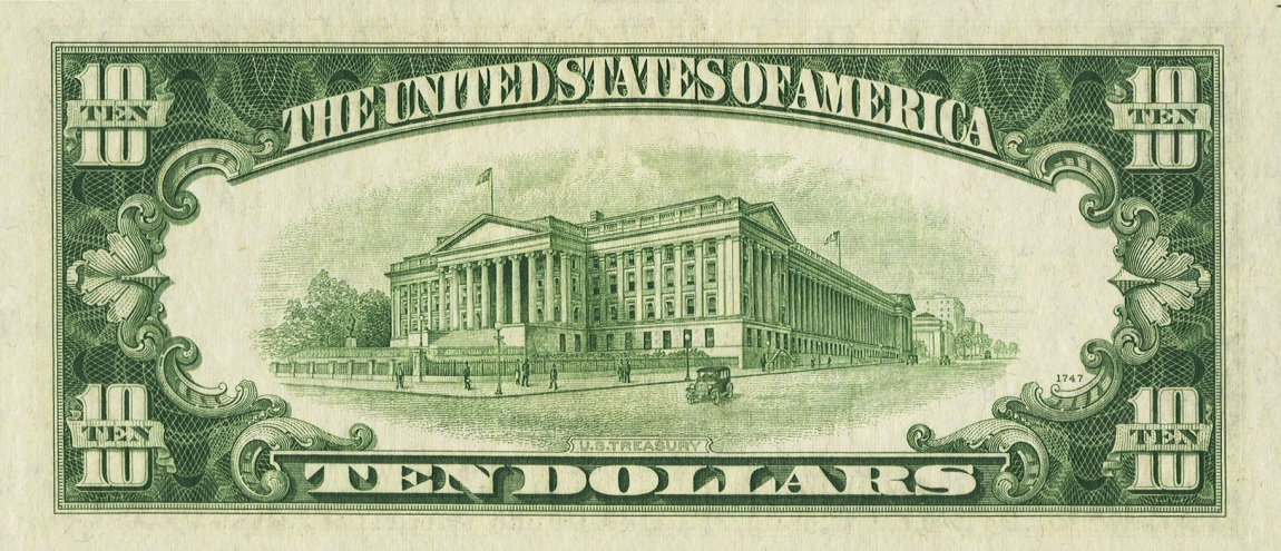 Back of United States p418b: 10 Dollars from 1953