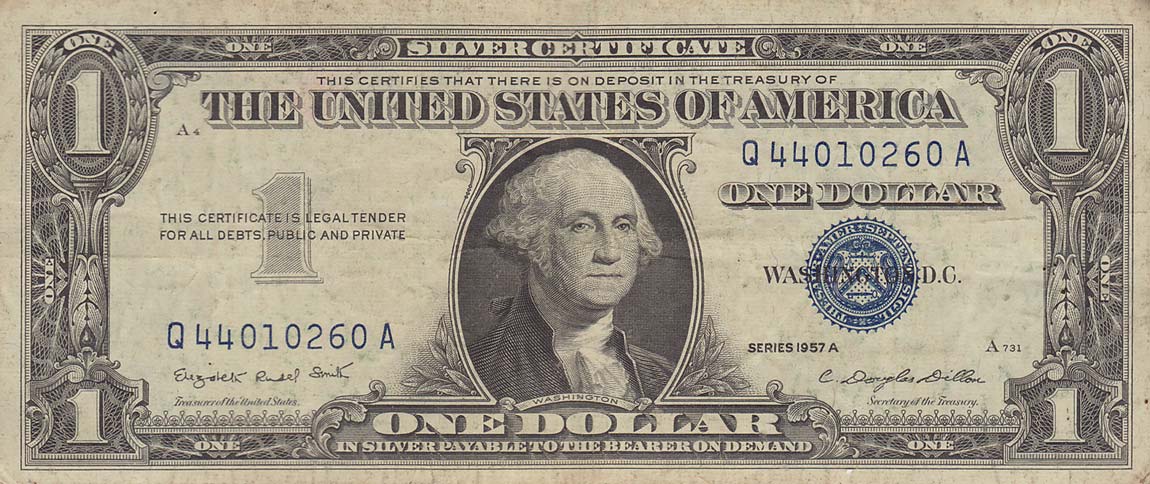Front of United States p419a: 1 Dollar from 1957