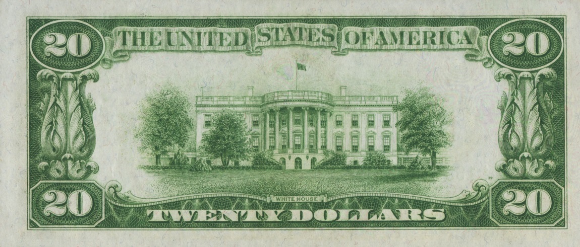 Back of United States p422c: 20 Dollars from 1928